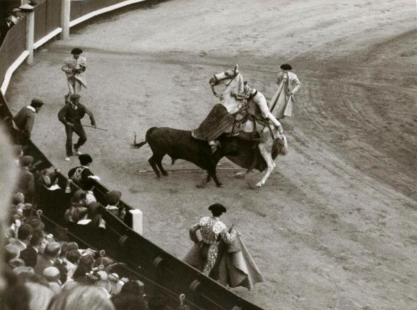 Spagna - Madrid - Las Ventas, arena - Corrida - Tercio de varas - Picador a cavallo - Toro - Toreri