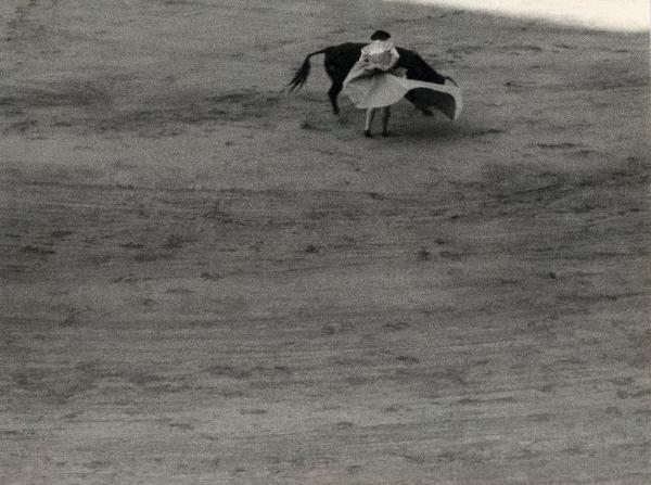 Spagna - Madrid - Las Ventas, arena - Corrida - Tercio de varas - Torero con  cappa - Toro