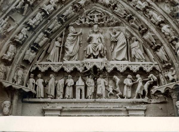 Scultura - Giudizio universale, pesatura delle anime (XIII sec., metà) - Maestro de la Coronería (?) - Spagna - Burgos - Cattedrale - Puerta de la Coronería, portone a nord, transetto - Timpano, archivolto