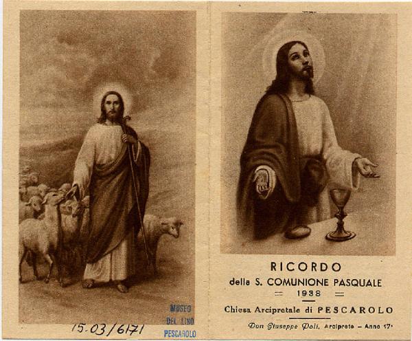 Gesù Eucaristico Ricordo Comunione Pasquale 1938.