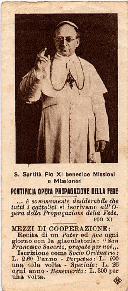 Pio XI-Omaggio al Papa.