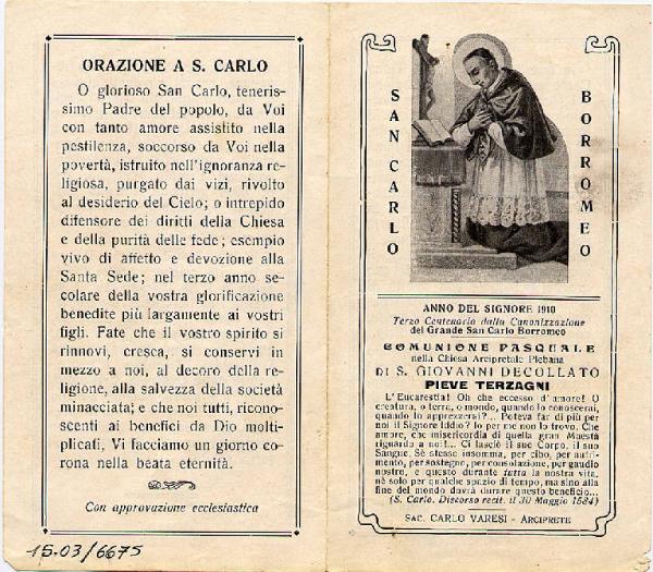 S.Carlo Borromeo.Comunione Pasquale 1910.