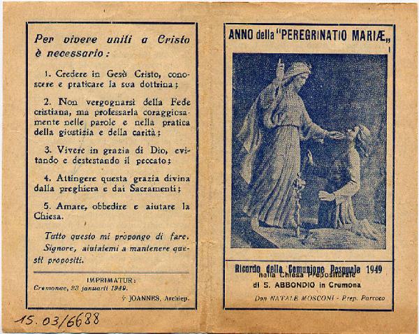 Comunione Pasquale chiesa S.Abbondio 1949.