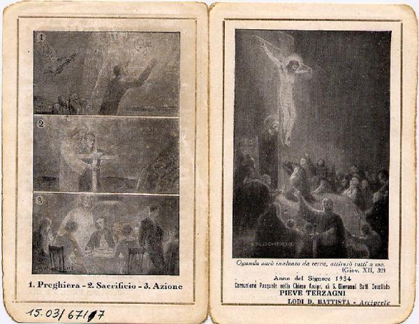 Pieghevole.Gesù Crocifisso.Anno del Signore 1934,Pieve Terzagni.