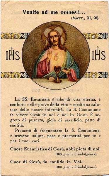 Gesù Eucaristico-Anno del Signore 1932, Comunione Pasquale,Pescarolo.