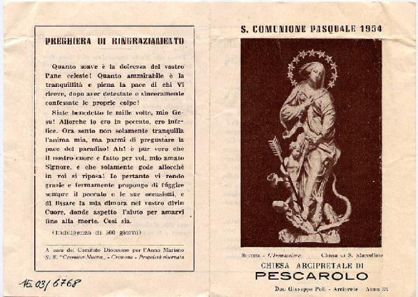 Pieghevole-Comunione Pasquale 1954-Pescarolo.