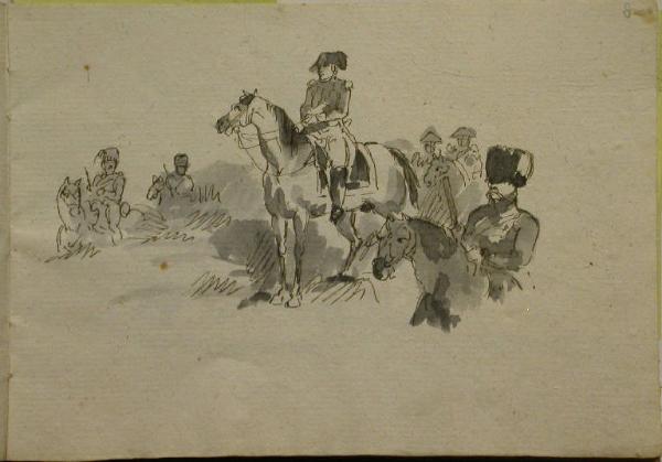 Napoleone a cavallo con i suoi ufficiali