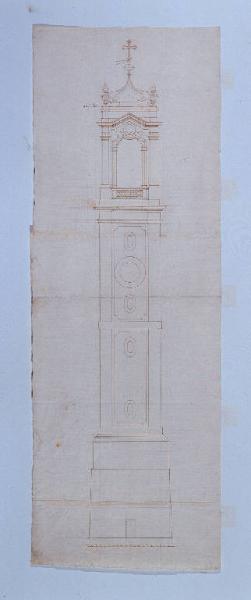 Prospetto del campanile della chiesa dei Santi Gervasio e Protasio a Sondrio