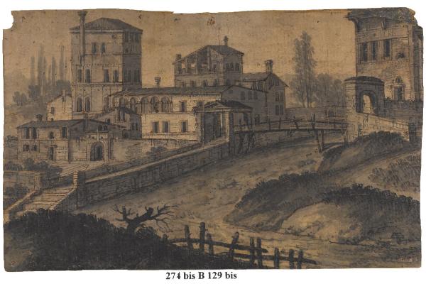 Case e palazzi lungo le due rive di un corso d'acqua