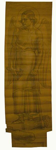 Angelo con strumenti da falegname (mazza, ascia) (cartone per l'affresco nel Santuario della B.V. delle Lacrime a Treviglio)