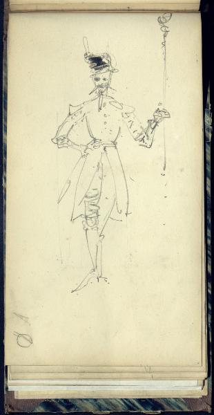 Abbozzo della figura probabilmente di un Don Chisciotte