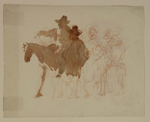 Abbozzo di figure a piedi e a cavallo