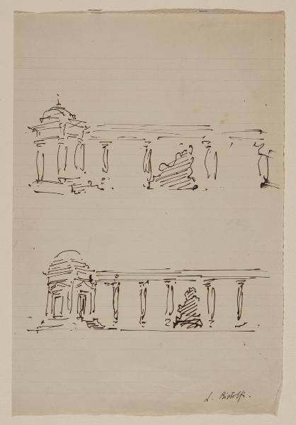 Schizzi architettonici con colonnati