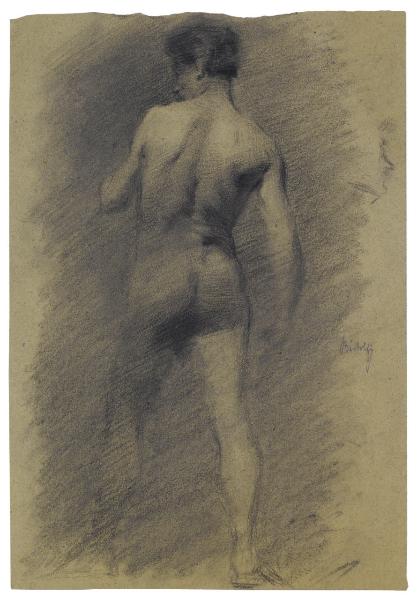 Studio di nudo virile visto posteriormente