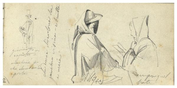 Giovinastro con cagnetto; Ulisse e un frate (Taccuino di viaggio di Giacomo Ulisse Borzino)