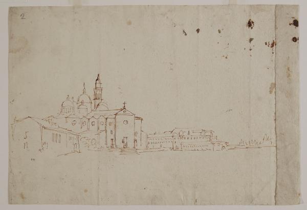 Studio per l'acquaforte raffigurante il Prato della Valle di Padova con la chiesa di S. Giustina