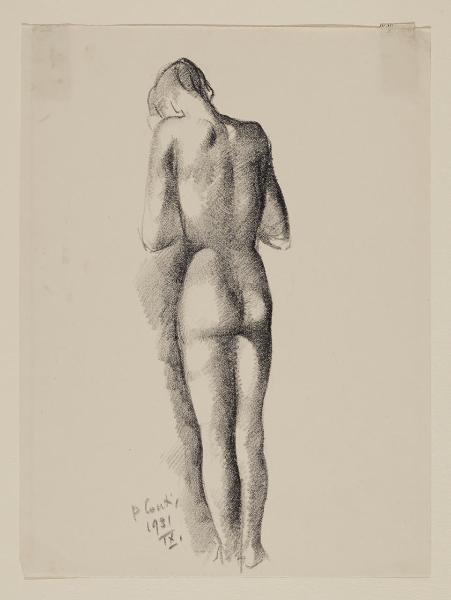 Figura femminile nuda vista da tergo