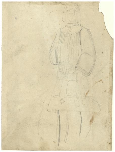 Abbozzo di una figura di giovane in costume medievale