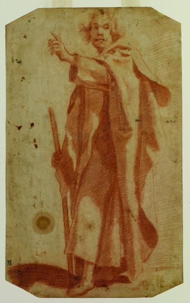 Figura virile panneggiata con bastone