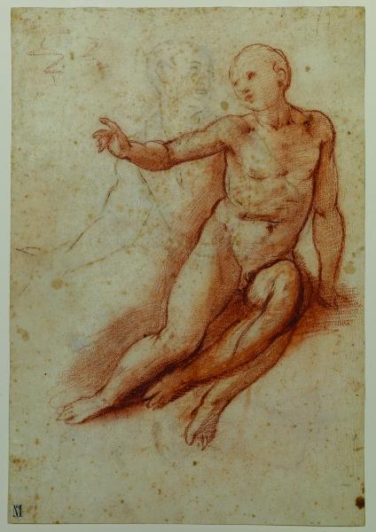 Figura maschile nuda seduta