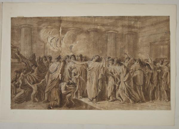 Ersilia esorta le donne sabine a correre a dividere gli uomini in battaglia (Studio per un affresco in Palazzo Scotto a Pisa)