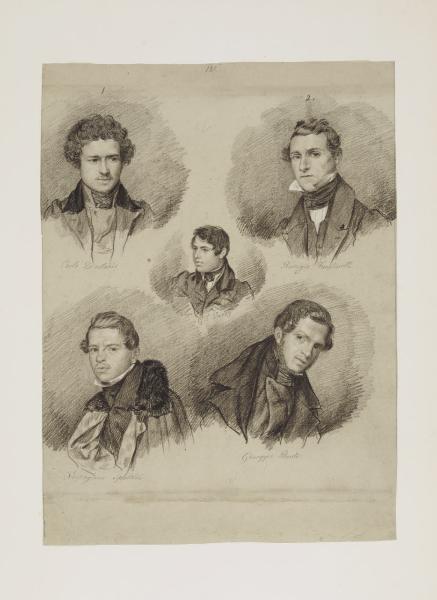 Cinque ritratti a mezzo busto (Carlo De Notaris, Remigio Faustinelli, Giovanni Vanzo, Vespasiano Speltini, Giuseppe Penuti)