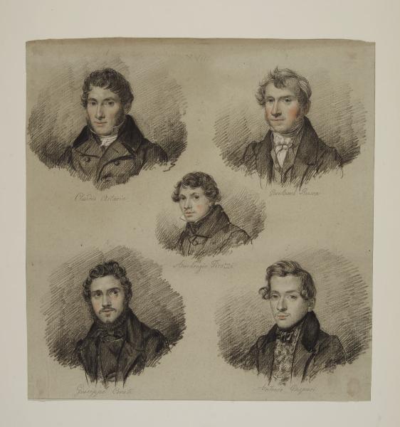 Cinque ritratti a mezzo busto: Claudio Artaria, Gerolamo Rusca, Ambrogio Ticozzi, Giuseppe Ceruti, Antonio Paspari