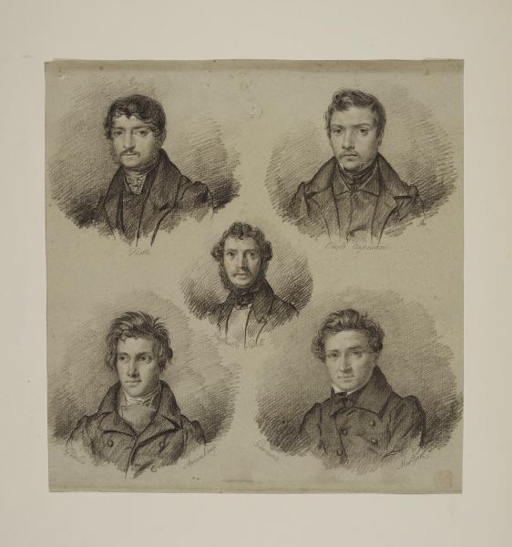 Cinque ritratti a mezzo busto: Testa, Carlo Arpesani, Raffaello Ponti, Giulio Arivabene, Giacomo Mortina