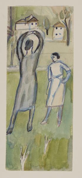 Paesaggio con due figure femminili