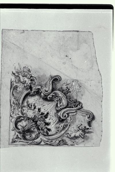 Studio di quadratura con ornato floreale