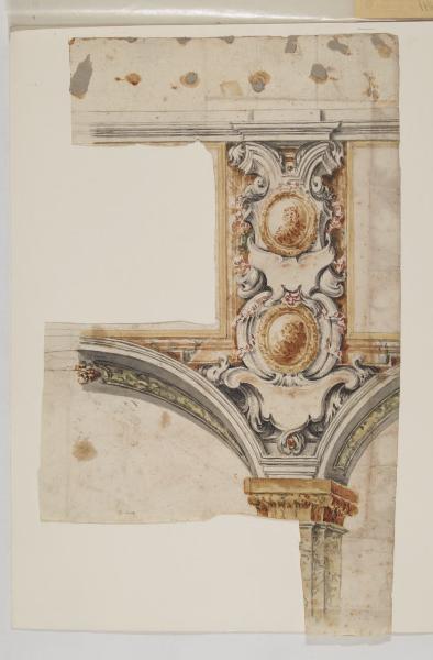 Particolari per la decorazione del Duomo di Monza: particolare architettonico con archi ornati e mezze figure entro medaglioni ovali