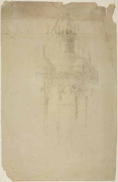 Schizzo della parte superiore di una edicola di stile moresco