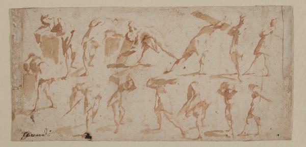Schizzo di n. 13 figurette maschili