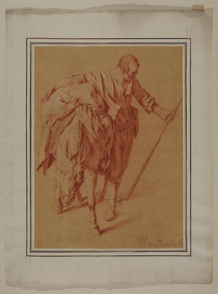 Vecchio con bastone e somaro