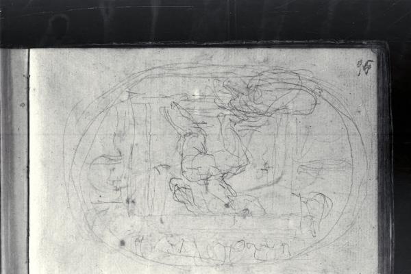 Abbozzo di una composizione con una figura maschile