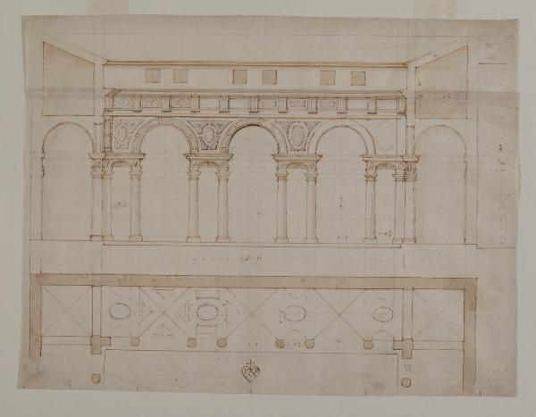 Progetto per il "claustro de i capelani" (?), sezione