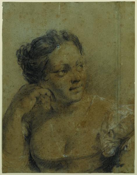 Busto di giovane donna di tre quarti