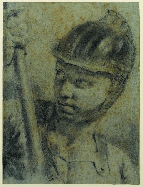 Busto di guerriero di tre quarti