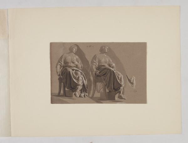 Due studi per una figura femminile drappeggiata in abiti classici