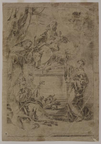 Studio per pala d'altare con Sacra famiglia e santi