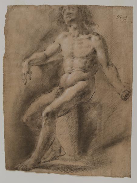 Nudo maschile seduto (recto)
