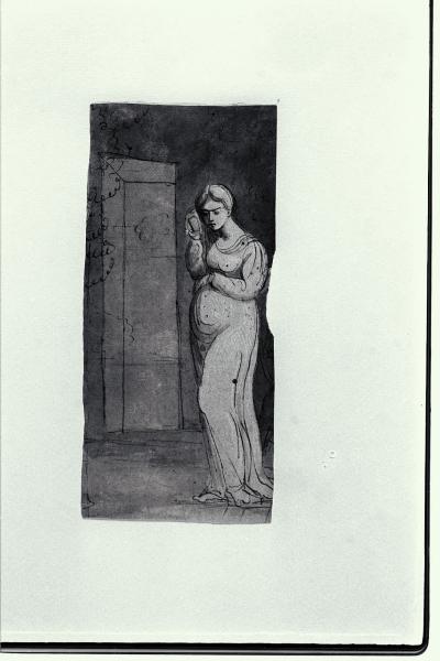 Figura femminile incinta stante