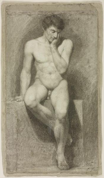 Studio accademico di nudo virile seduto