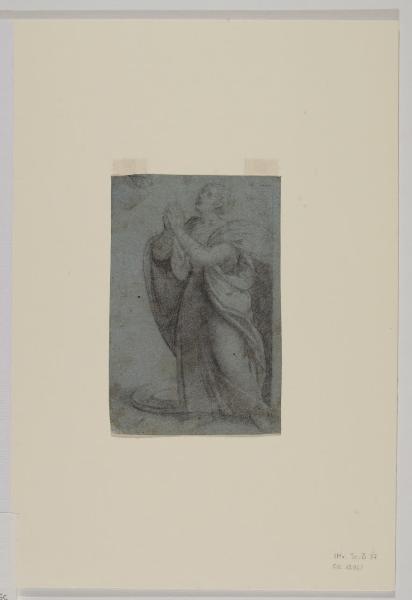 Studio per una figura femminile stante rivolta a sinistra (Santa Caterina)