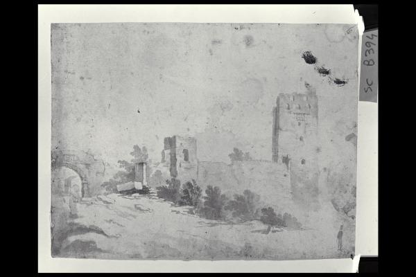 Paesaggio con castello diroccato