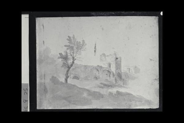 Paesaggio con ruderi di un castello medioevale
