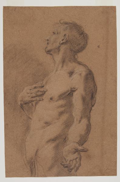 Nudo virile a tre quarti di figura, con mano al petto