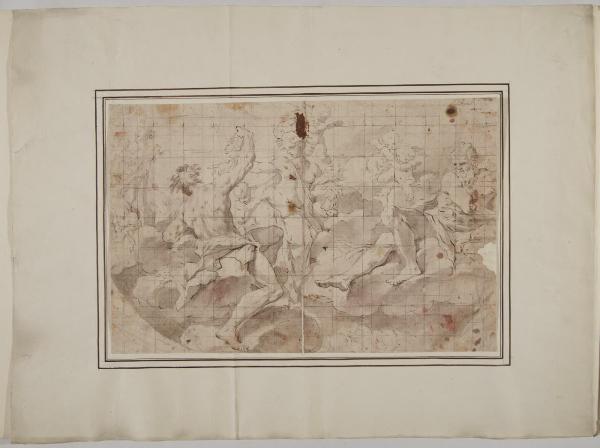 Composizione allegorica con figure e amorini sulle nubi