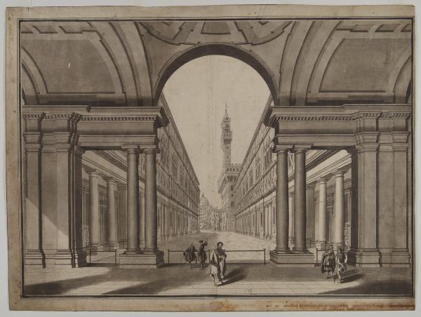 Veduta degli Uffizi e di Palazzo Vecchio a Firenze