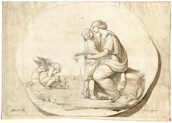 Donna con fanciullo e putti alati